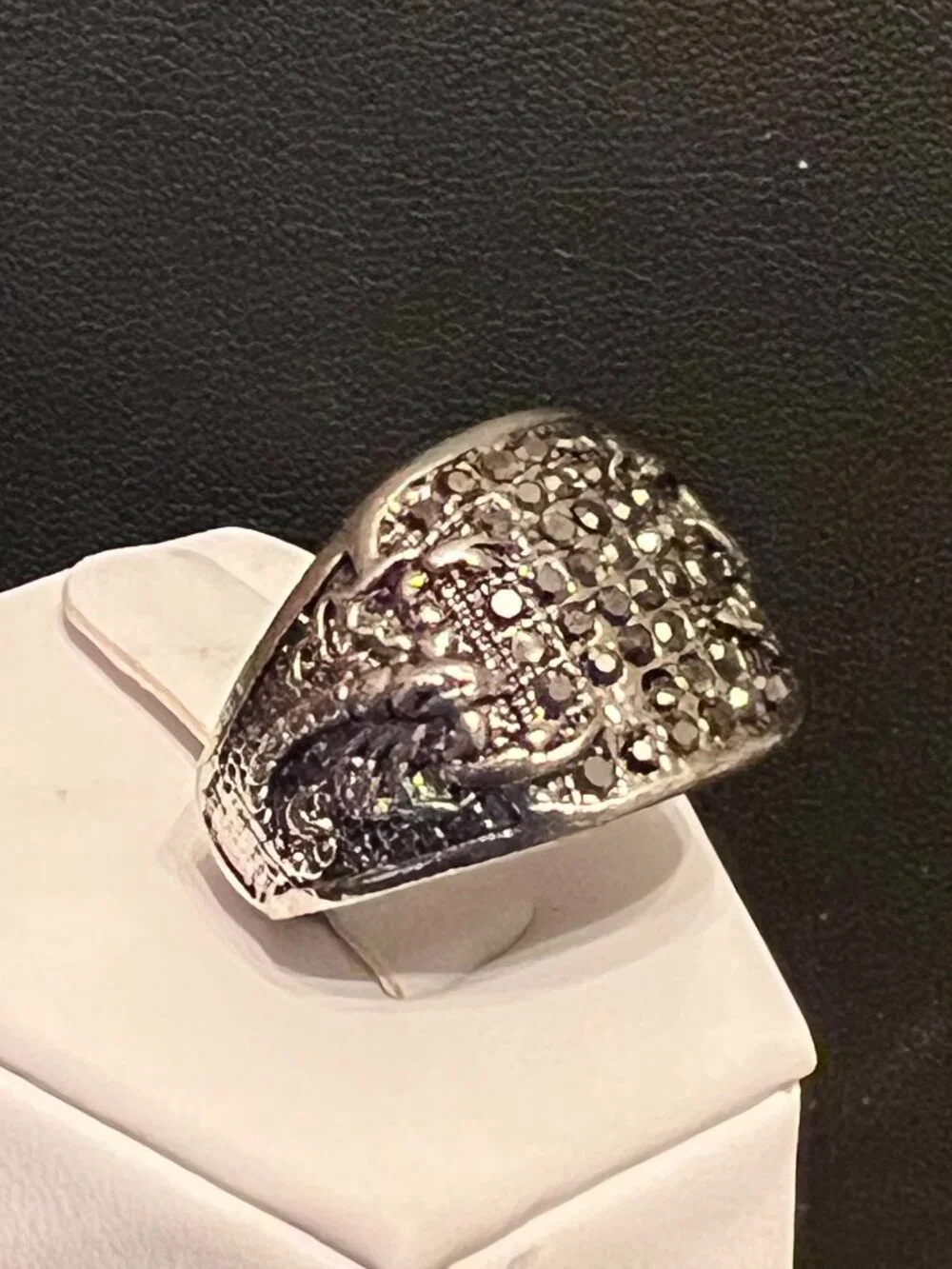 Silverplated Scorpion Ring with Black Pave Set Stones Size 8.5, 10.5 (406)